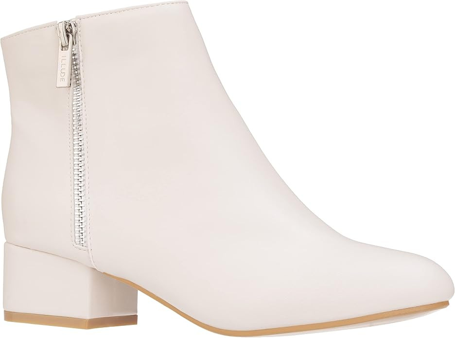 ILLUDE Women's Low Heel Ankle Boot - Casual Zip Up Bootie - Comfortable Everyday Round Toe Bootie... | Amazon (US)