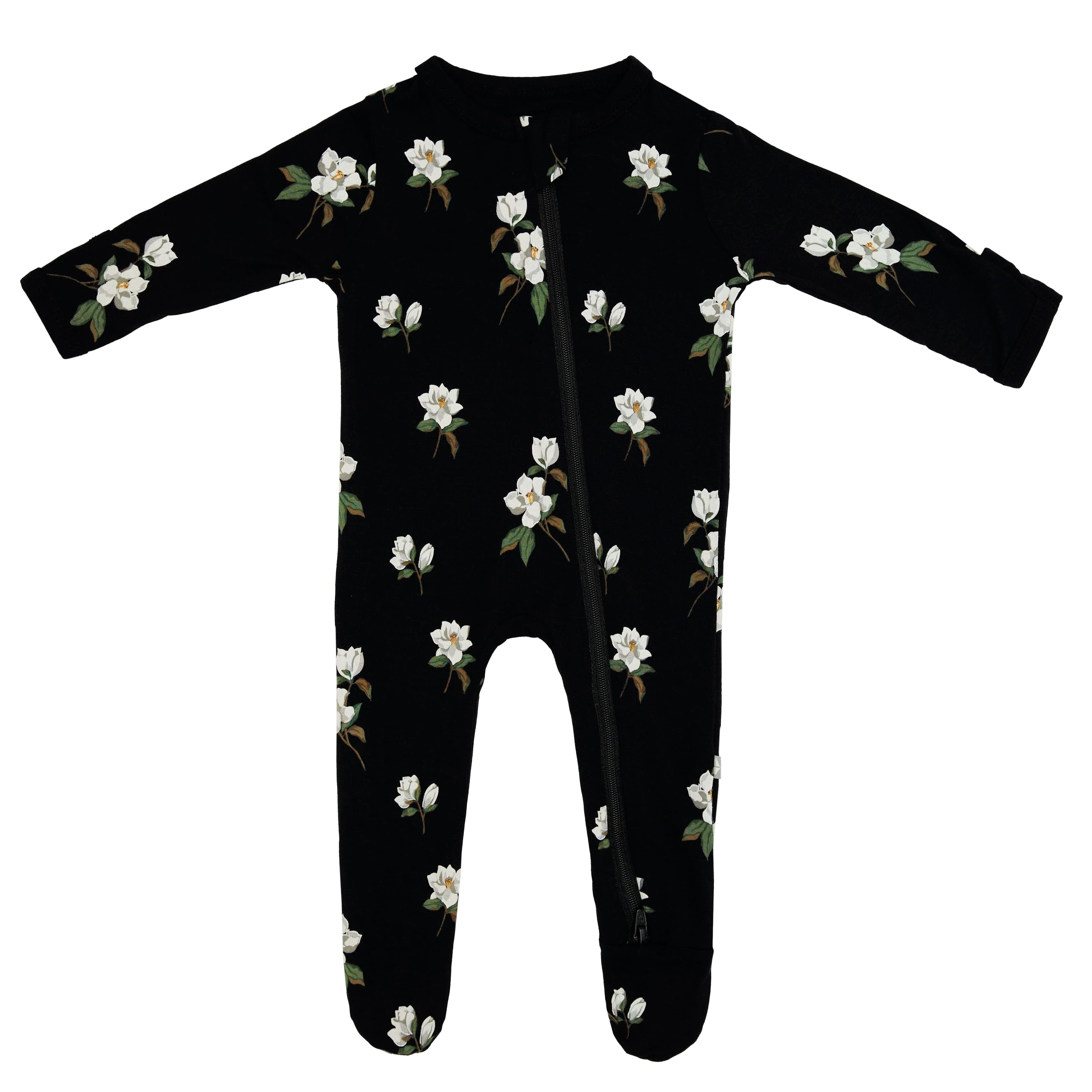 Zippered Footie in Small Midnight Magnolia | Kyte BABY