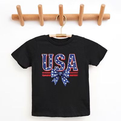 The Juniper Shop Coquette USA Bow Youth Short Sleeve Tee - L - Black | Target