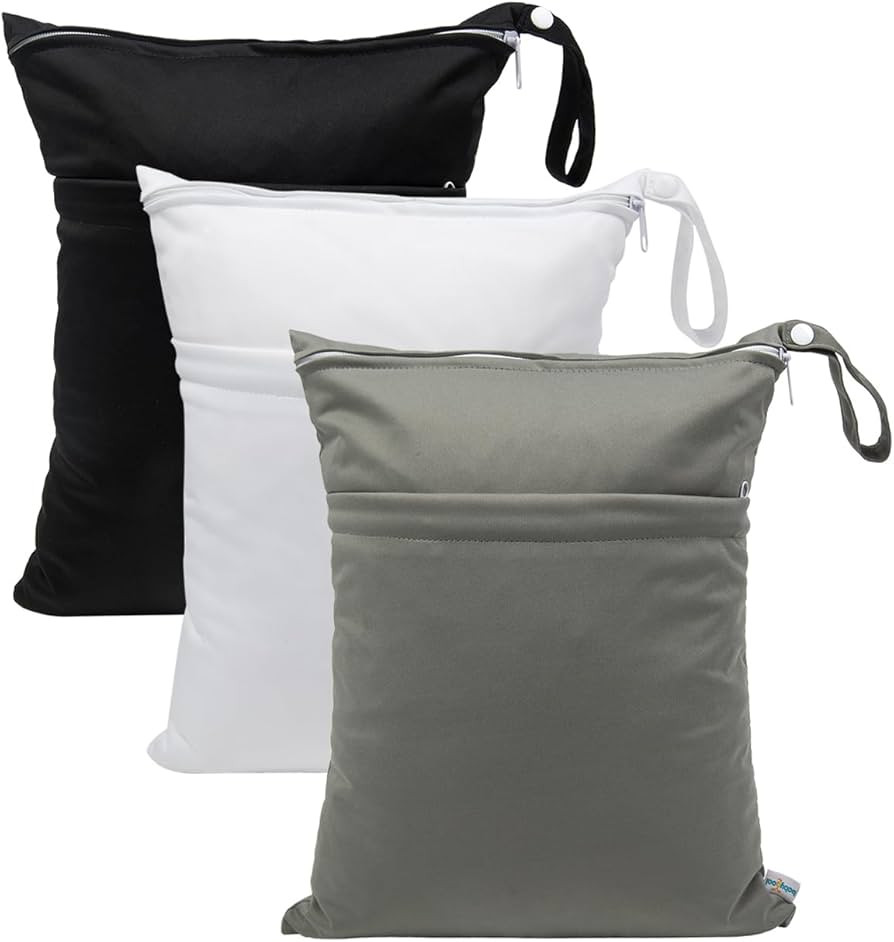 babygoal Wet Dry Bags 3 Pack, Waterproof Reusable Travel Bags for Swimsuits, Baby Cloth Diapers, ... | Amazon (US)