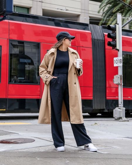 chic trench coat outfit with sneakers

#LTKstyletip #LTKover40 #LTKmidsize