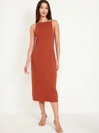 Sleeveless Rib-Knit Midi Dress | Old Navy (US)