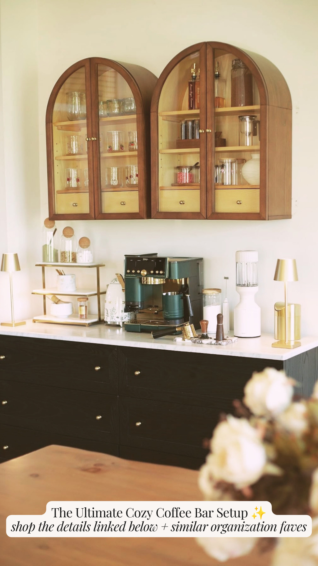 Making your morning espresso or iced latte feels so special when you have a cozy dedicated coffee nook at home! ✨

This setup features arched glass wall cabinets, sleek brass lamps, tiered marble display stands, glass storage canisters, and essential barista tools surrounding the green Ninja Luxe Cafe espresso machine.

Shop this ultimate coffee bar setup and similar organization favorites linked below! 🛒

Follow for more @OPERATION_NIKI on IG, TikTok, & Facebook

#CoffeeBar #HomeCoffeeStation #BaristaAtHome #OperationNiki #CoffeeCorner #HomeOrganization #KitchenDecor #CozyVibes #ShoppingHaul

 

 #LTKfoodie #LTKHome