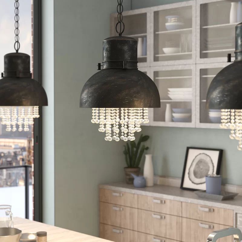Moshier 1 - Light Single Dome Pendant with Crytal Accents | Wayfair North America
