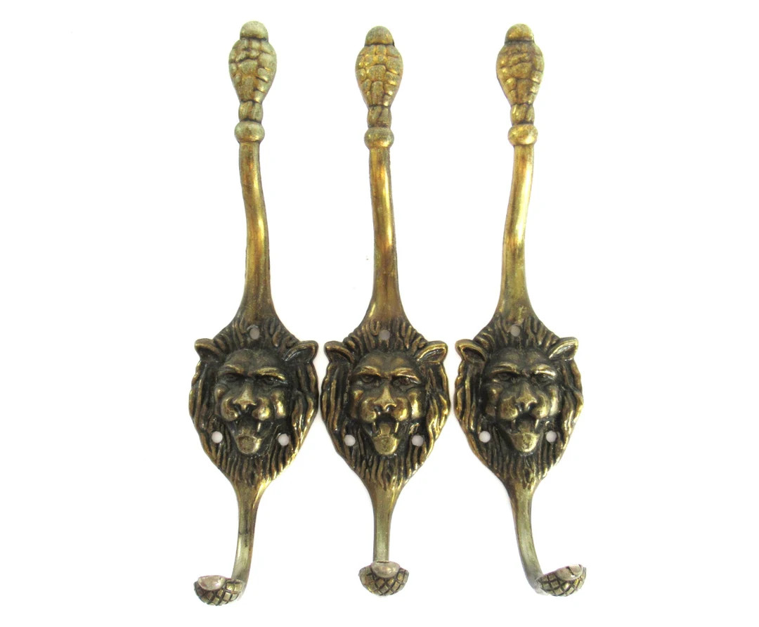 Set of 3 Lion Wall hooks - Coat hooks. Decorative animal storage solution, coat hangers #839G324K... | Etsy (US)