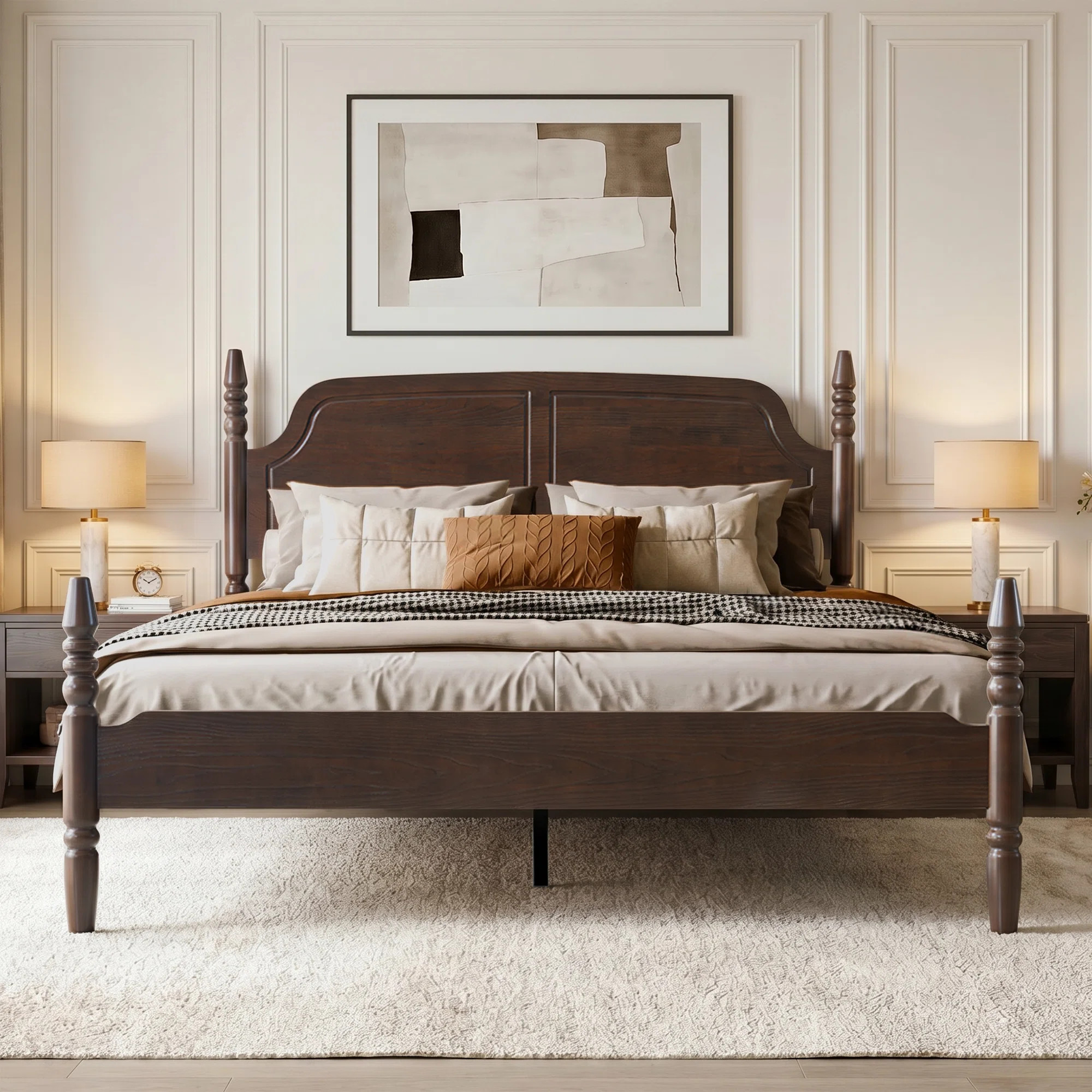 Queen Platform Bed Frame with Headboard & Footboard, Heavy Duty Solid Wood Slatted Base, Center Metal Legs, No Box Spring Needed, Easy Set Up, Anti-Sl | Wayfair North America