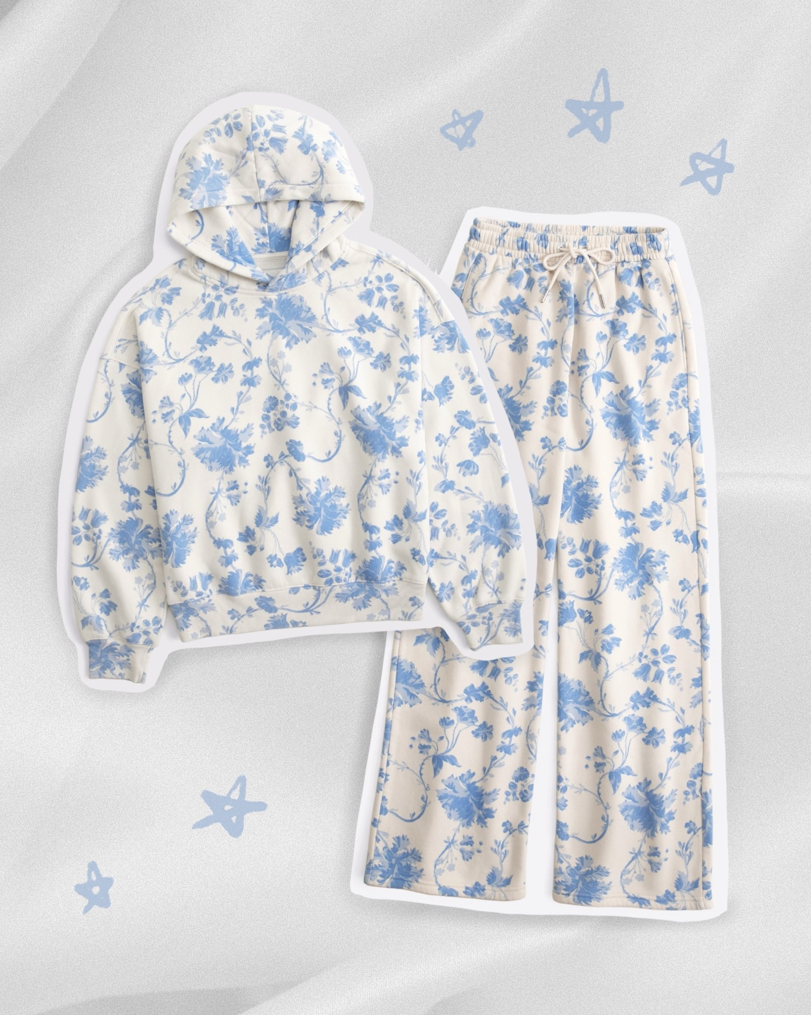 Cream and blue floral print matching set from Abercrombie 🤍❄️ cozy at home winter outfit LoveShackFancy inspired sweatpants sweatshirt 

#LTKFindsUnder100 #LTKStyleTip #LTKGiftGuide