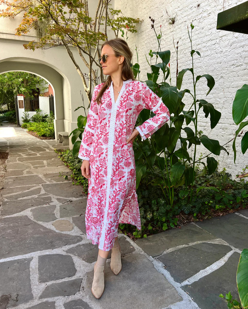 Harriett Maxi Dress Raspberry Floral | Madison Mathews