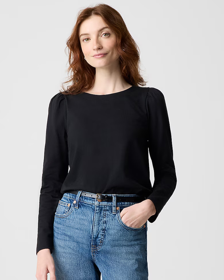 Puff-sleeve button-back top | J.Crew Factory
