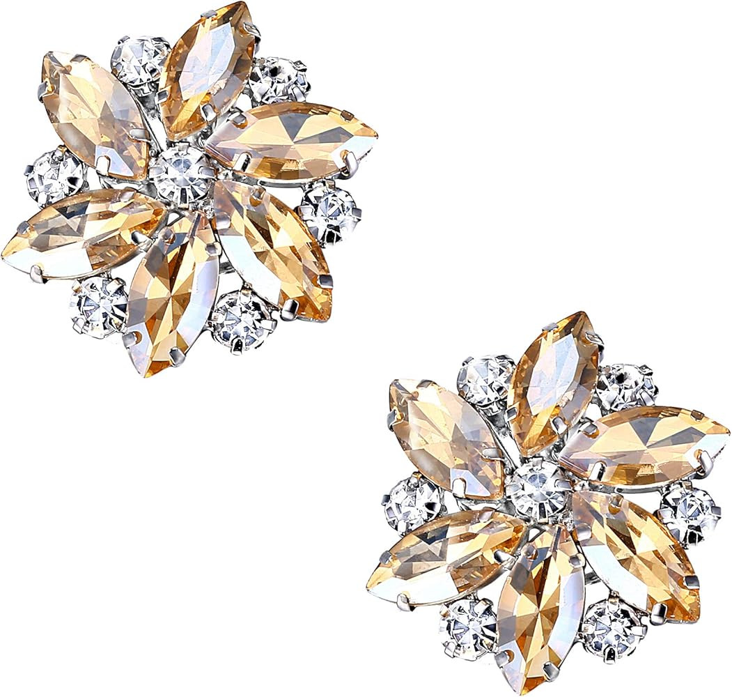 Flyonce Shoe Clips Rhinestone Crystal Shoe Buckle for Women,Decoration Charms for Dress Hat | Amazon (US)