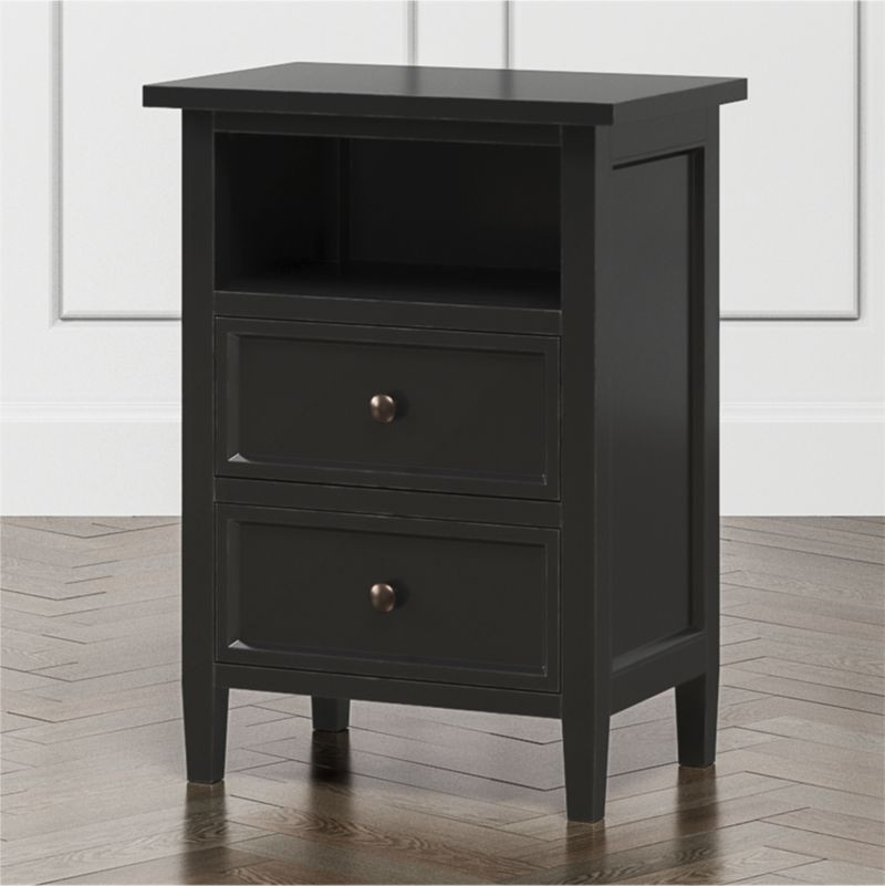 Harbor Bruno Black 2-Drawer Nightstand + Reviews | Crate and Barrel | Crate & Barrel