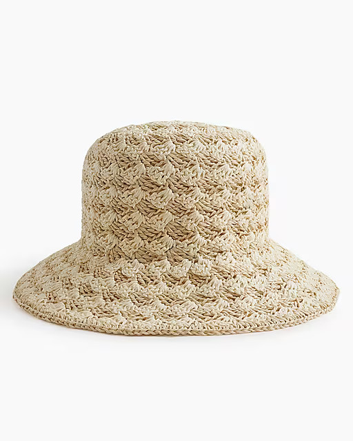 Patterned woven straw bucket hat | J.Crew Factory
