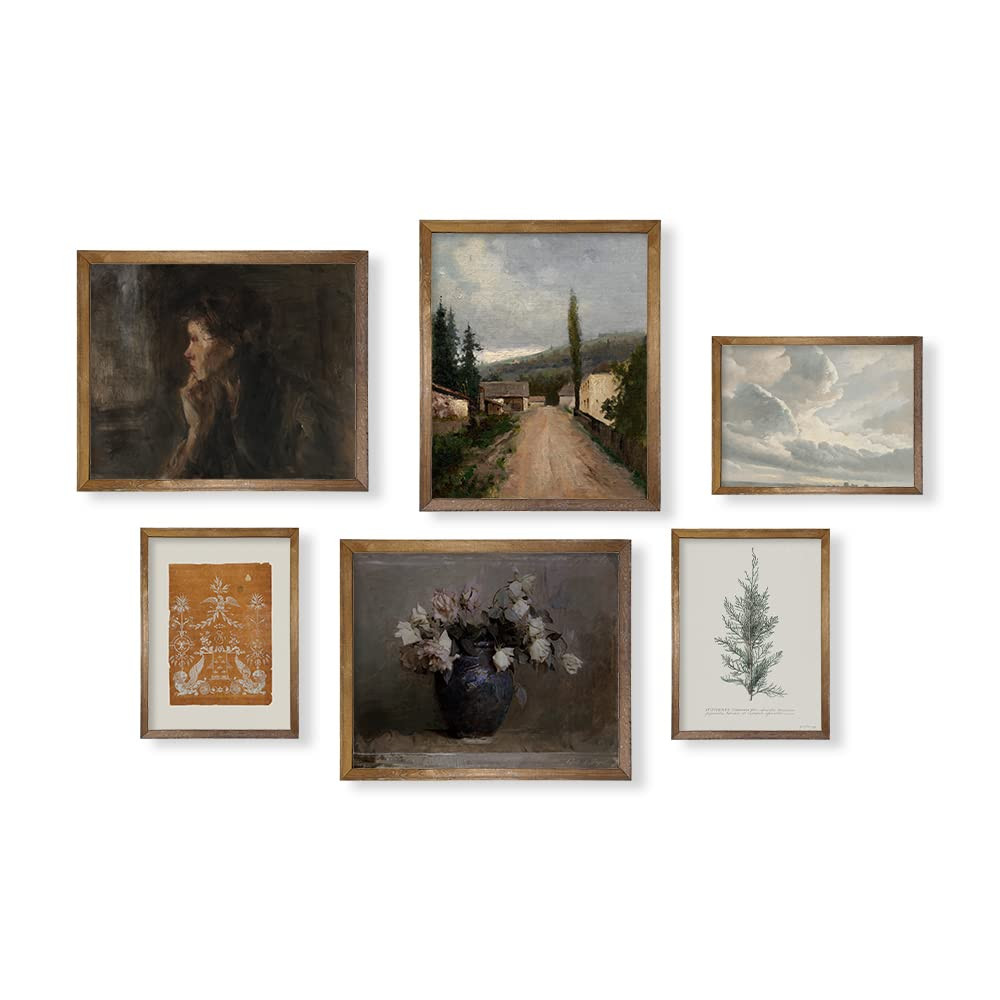 Vintage Farmhouse Wall Decor - Flower Portrait Neutral Wall Art for Boho French Country Kitchen, ... | Amazon (US)