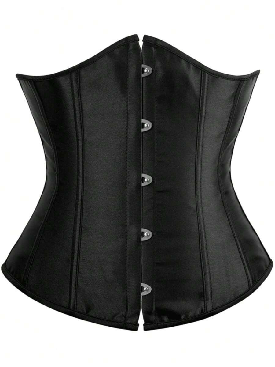 1pc Women Satin Royal Palace Underbust Corset Waist Trainer With Steel Boned Lace-Upwomen Corset ... | SHEIN