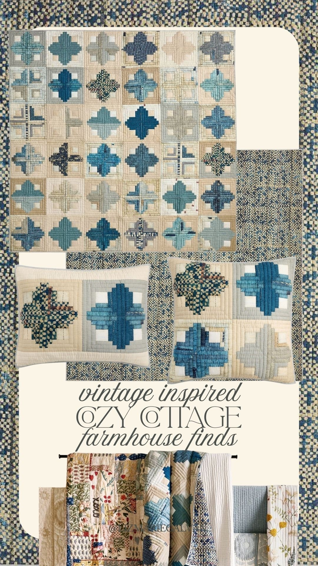 Cozy cottage quilt of the day - this antique inspired quilt is stunning! 