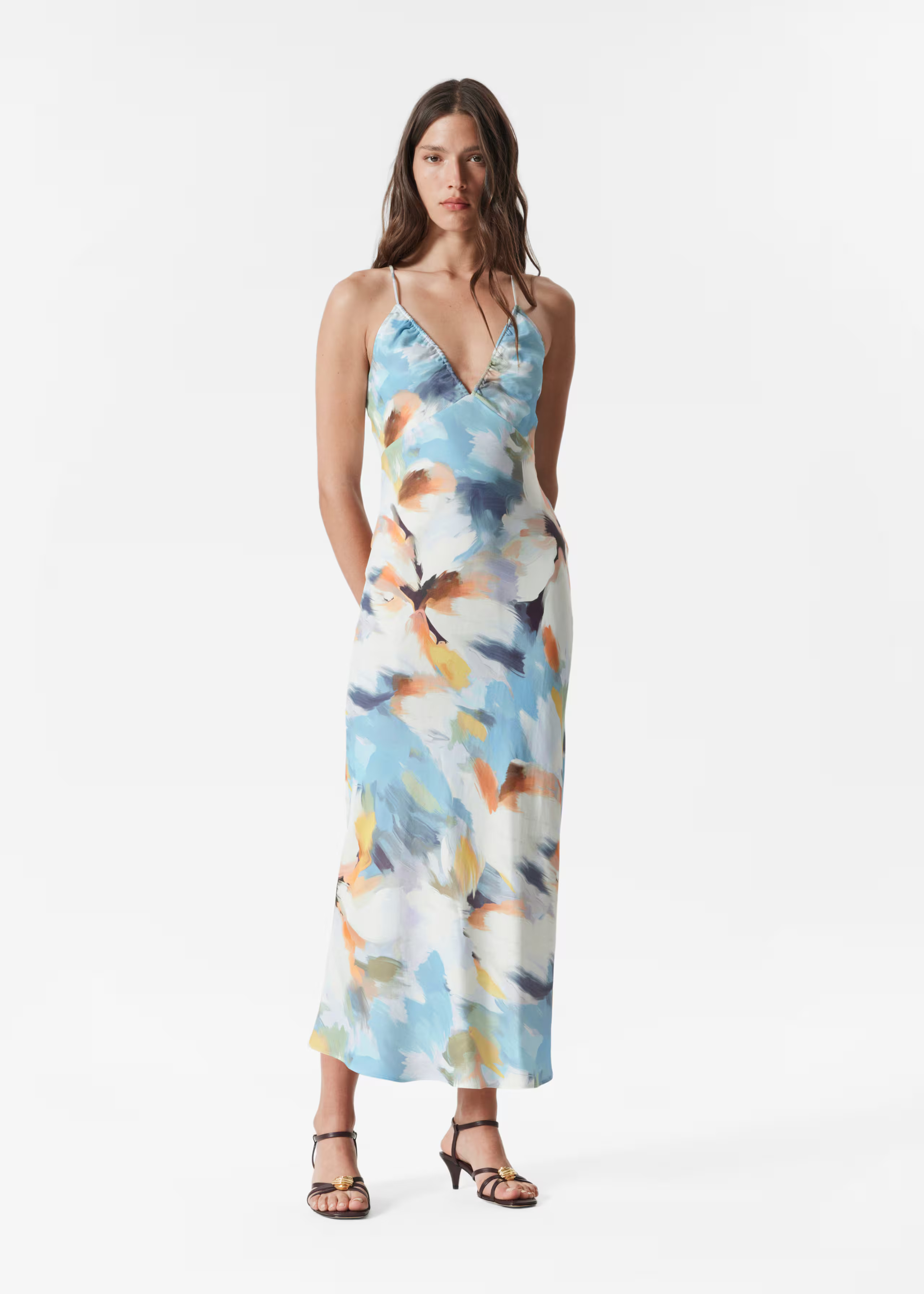 Satin Slip Midi Dress - Blue Pattern - & Other Stories GB | & Other Stories UK