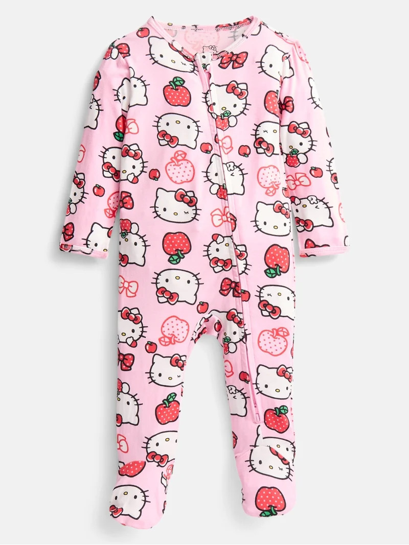 Hello Kitty Baby Girls Baby Boys Sleep & Play Footed Pajamas, One Piece, Sizes NB-6/9M | Walmart (US)