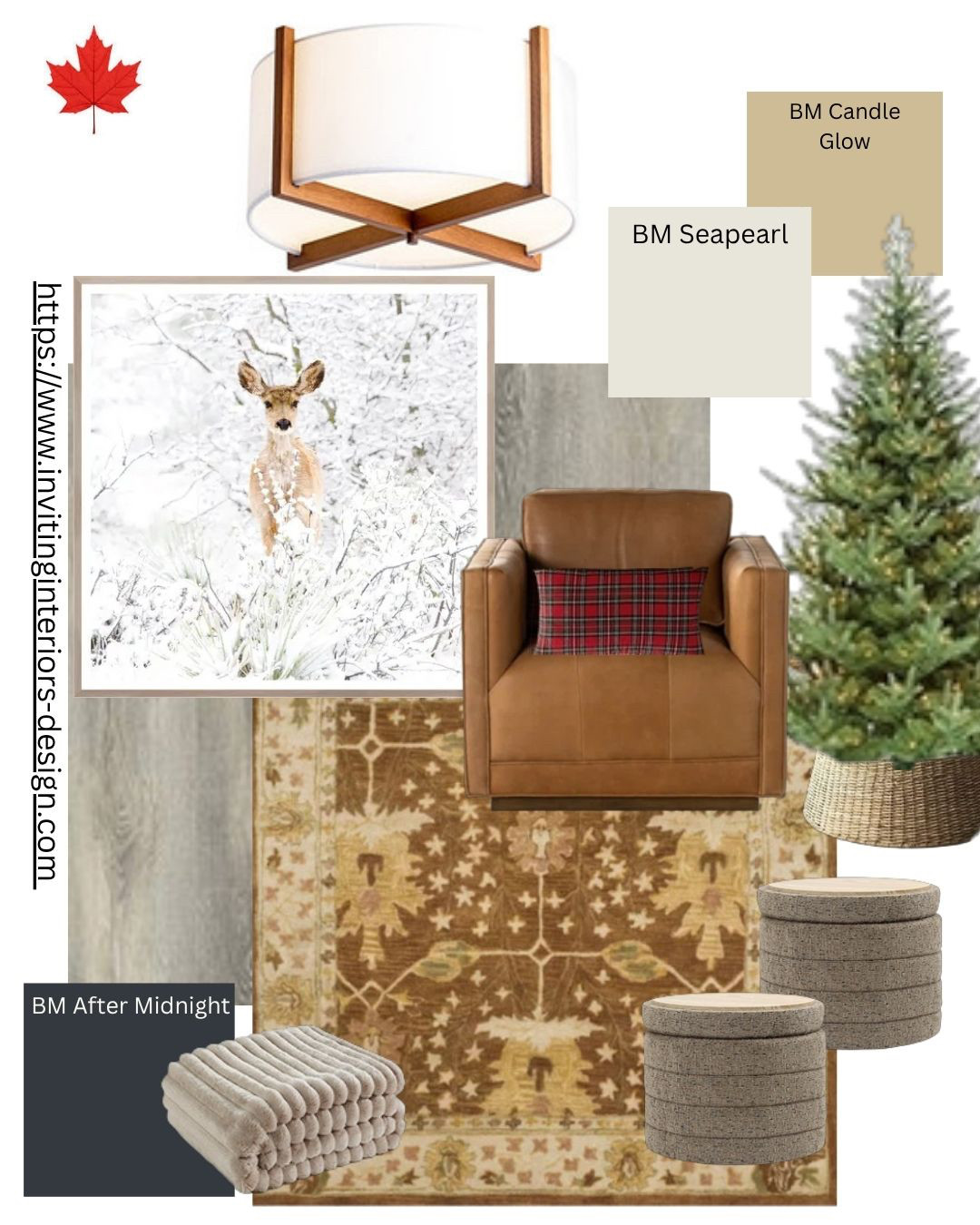 Christmas soft touches with cozy blankets and warm rugs underfoot. Deer pictures and modern lighting set the stage.  

 #LTKcanada #LTKhome #LTKstyletip