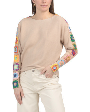 Crochet Sleeve Pull Over Sweater for Women | Polyester/Nylon/Viscose | Marshalls