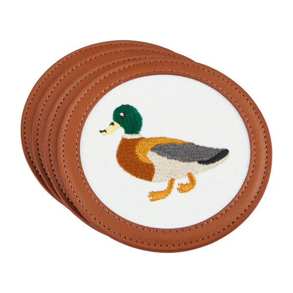 Mallard embroidered coaster set | Mud Pie