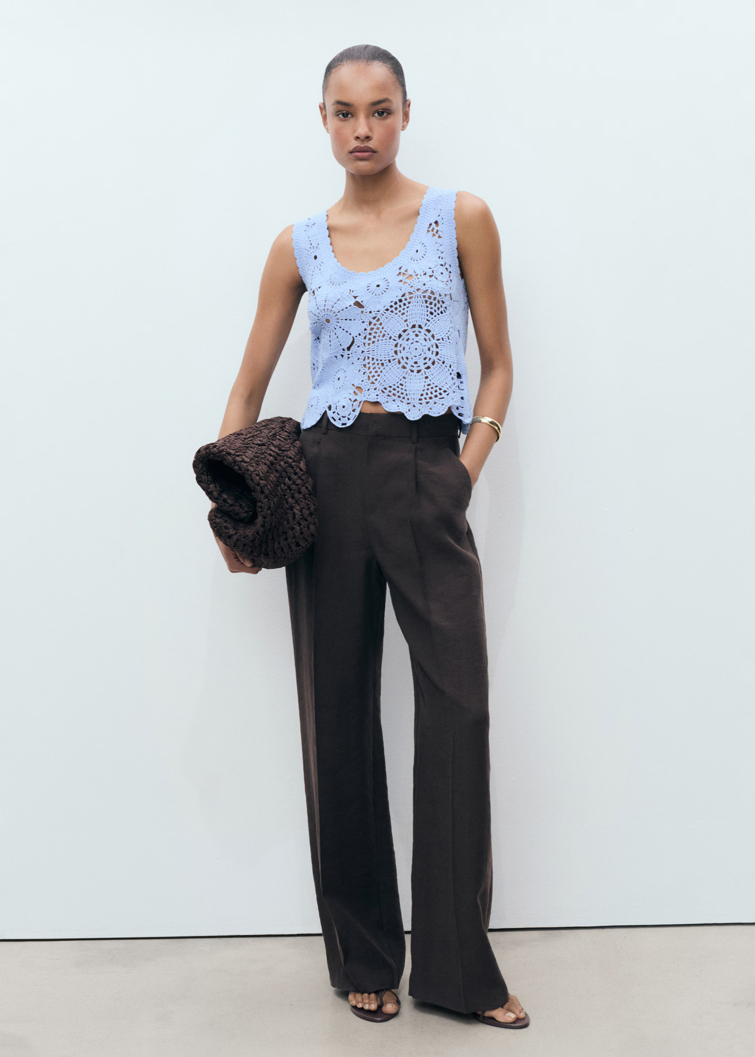 Crochet top with flowers - Women | MANGO United Kingdom | MANGO (UK)