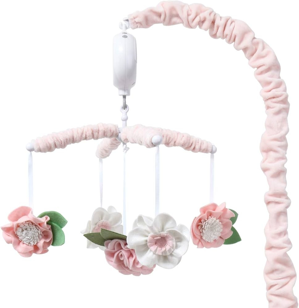 The Peanutshell Pink Floral Musical Crib Mobile for Baby Girls | Digital Music Box with 12 lullab... | Amazon (US)