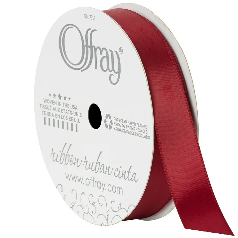 Offray Ribbon, Red Wine 5/8 inch Single Face Satin Polyester Ribbon, 18 feet | Walmart (US)