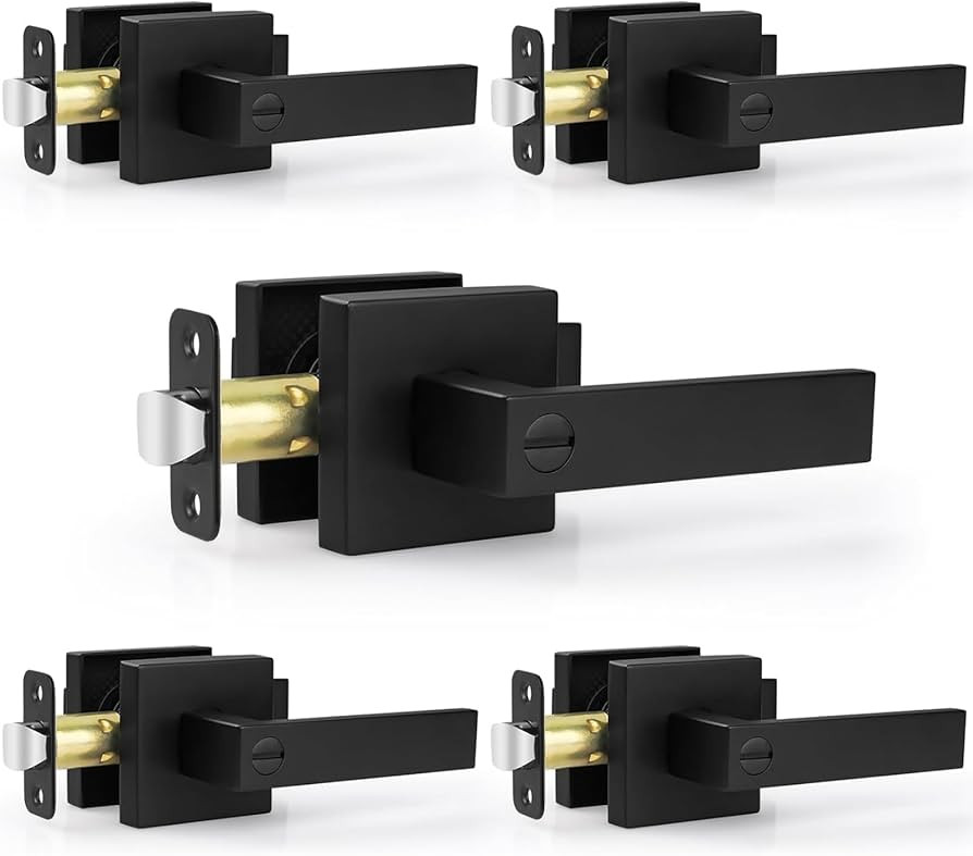 Estmoon 5 Pack Matte Black Door Handles Interior Door Knobs, Keyless Privacy Bedroom Door Lock, H... | Amazon (US)