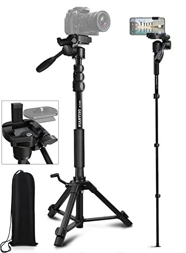 Camera Tripod 69 Inch, Patented 3-Way Swivel Portable Phone Tripod Professional Aluminum Alloy Travel Phone Camera Stand Monopod for Canon Nikon GoPro DSLR, DV Video Camcorder, Smartphone Black | Amazon (US)