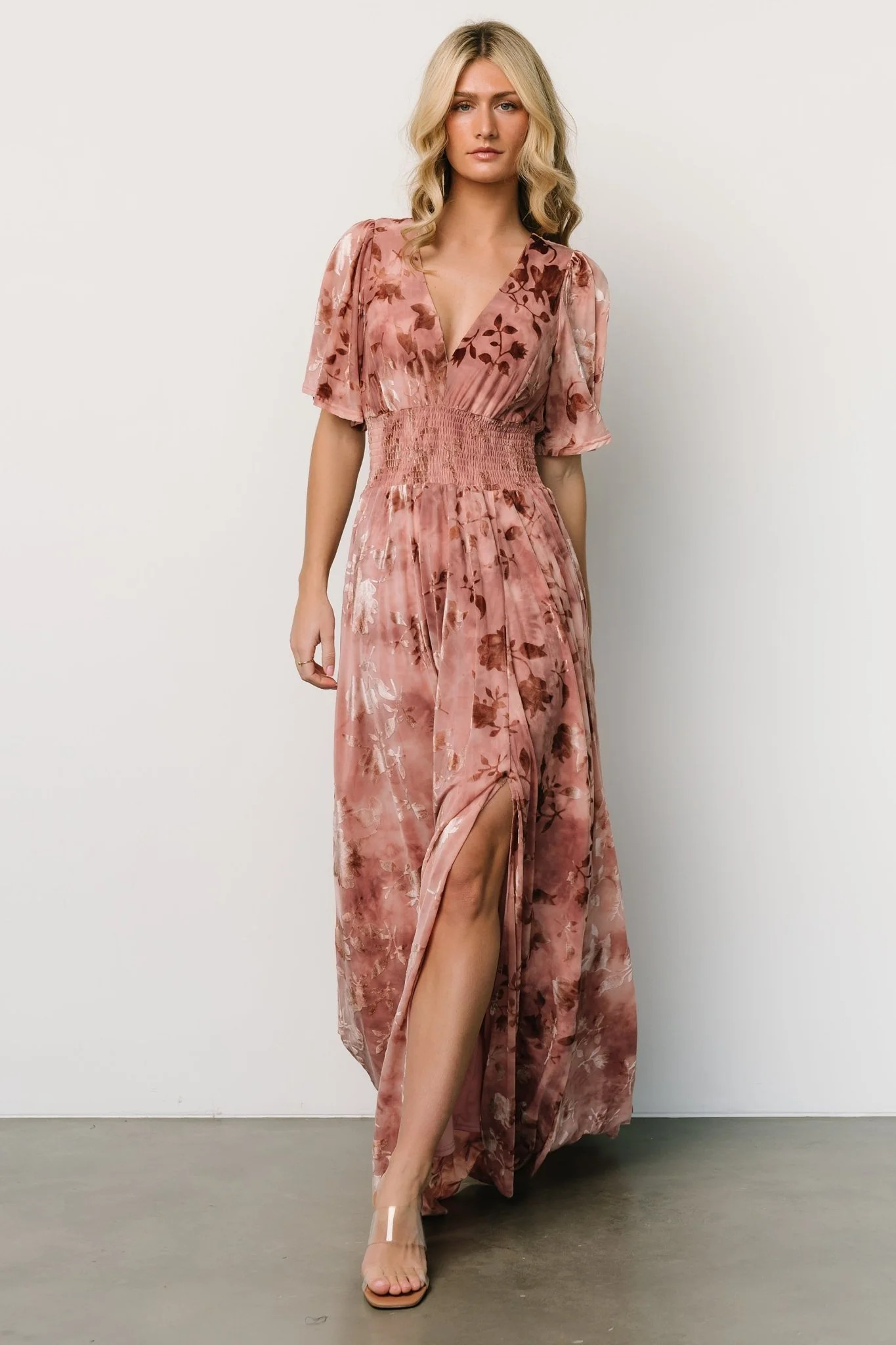Veronica Velvet Maxi Dress | Blush | Baltic Born