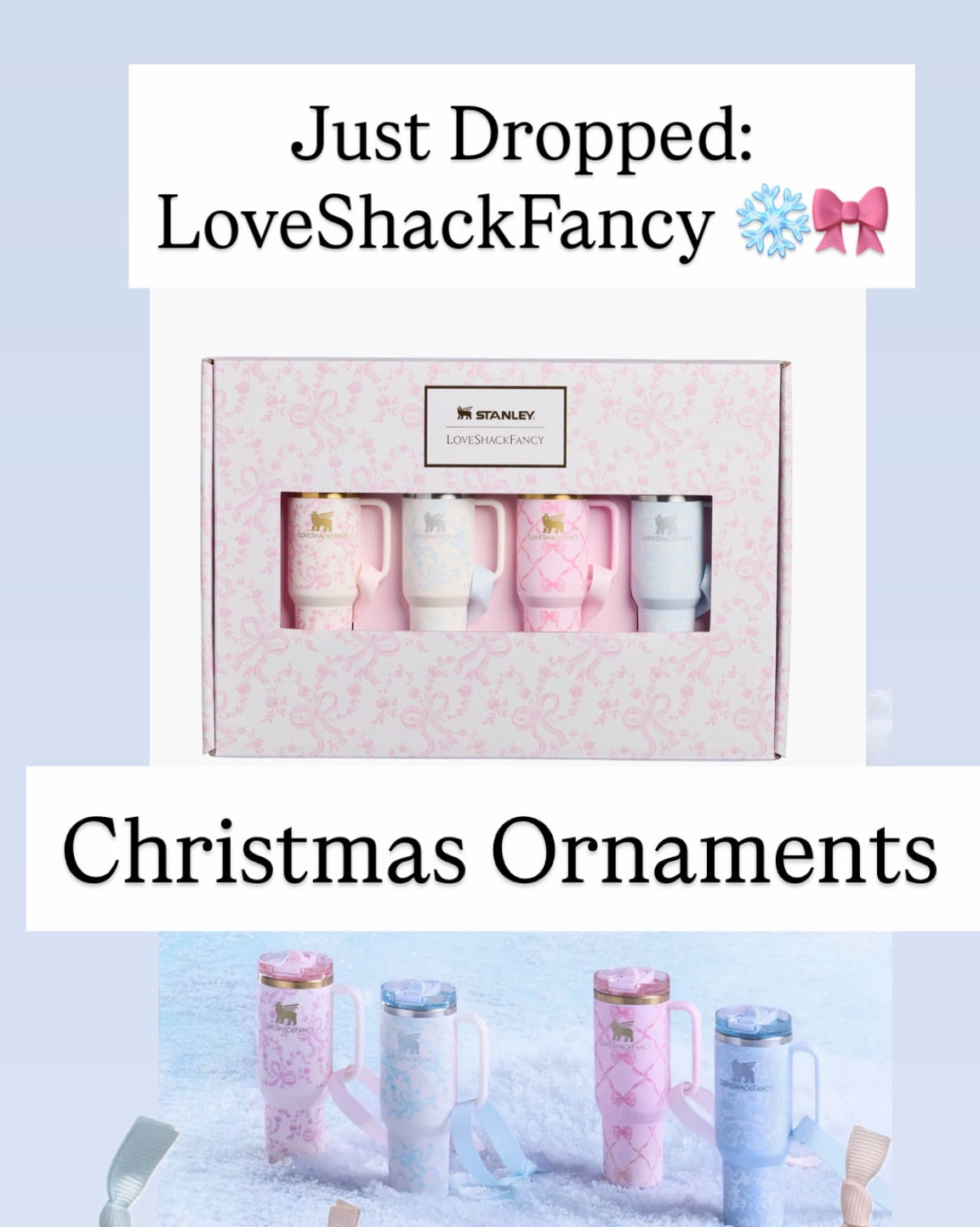 Adorable Just Dropped: LoveShackFancy ❄️🎀 Stanley Christmas ornaments 

Adorable for Christmas gifts 

So many other fun designs for drinkware from: LoveShackFancy ❄️🎀 too! 

#LTKGiftGuide #LTKHoliday #LTKFindsUnder50