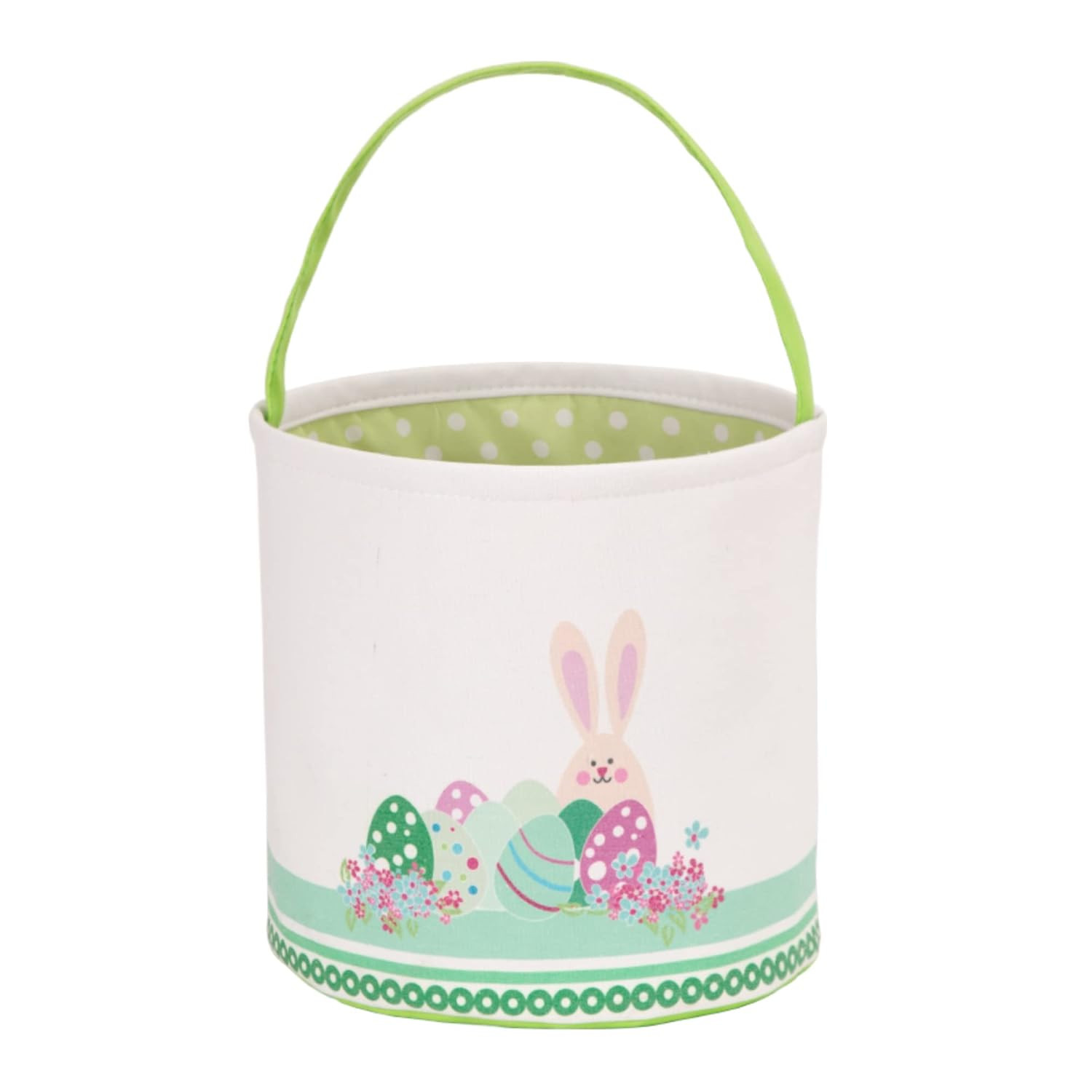 Easter Bunny Basket Egg Buckets, Green Cute Personalized Canvas Cotton Tote Bags Egg Hunt Basket ... | Amazon (US)