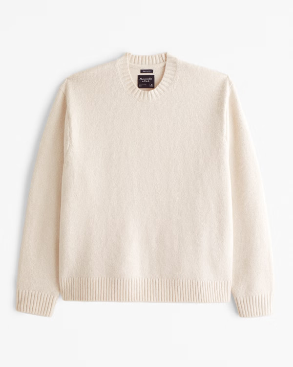 Men's Oversized Marled Crew Sweater | Men's Tops | Abercrombie.com | Abercrombie & Fitch (US)