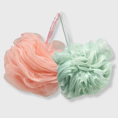 Spa Essentials 2 Pack Bath Loofahs - Shower Poufs in Pink | Target