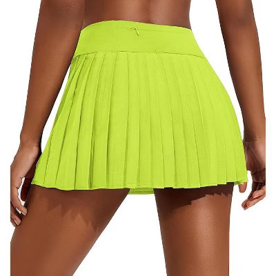 Pinspark Women Tennis Skirt with Pockets High Waisted Running Skirts 14" Golf Skort Quick Dry Athletic Skorts-Neon Green-XS | Target