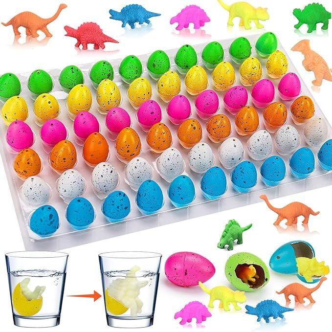 Thremhoo 60 PCS Small Hatching Dinosaur Eggs for Dinosaur Party Favors Birthday Supplies Easter G... | Amazon (US)