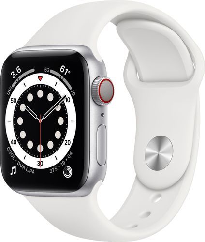 Apple Watch Series 6 (GPS + Cellular) 40mm Silver Aluminum Case with White Sport Band - Silver | Best Buy U.S.