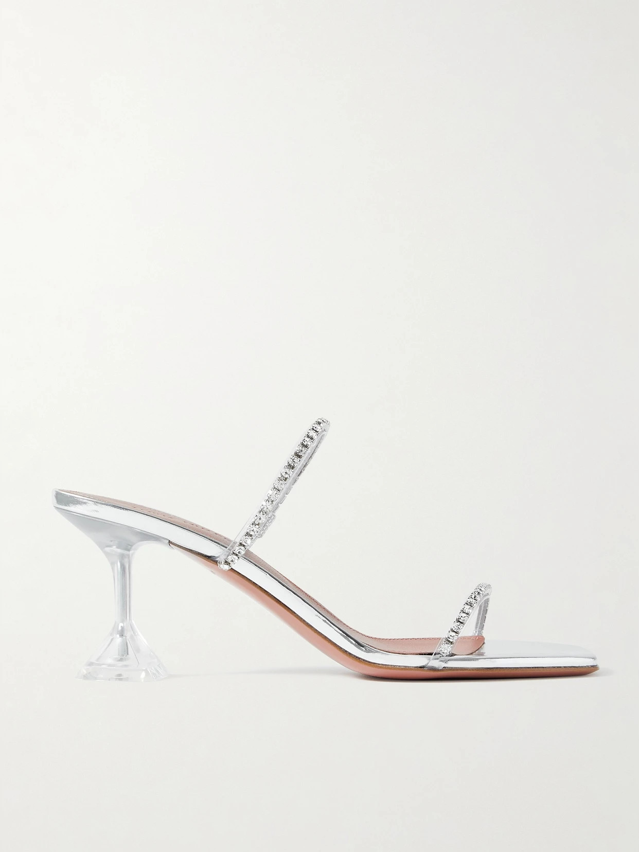 Amina Muaddi - Gilda Crystal-embellished Pvc Mules - Neutrals | NET-A-PORTER (US)