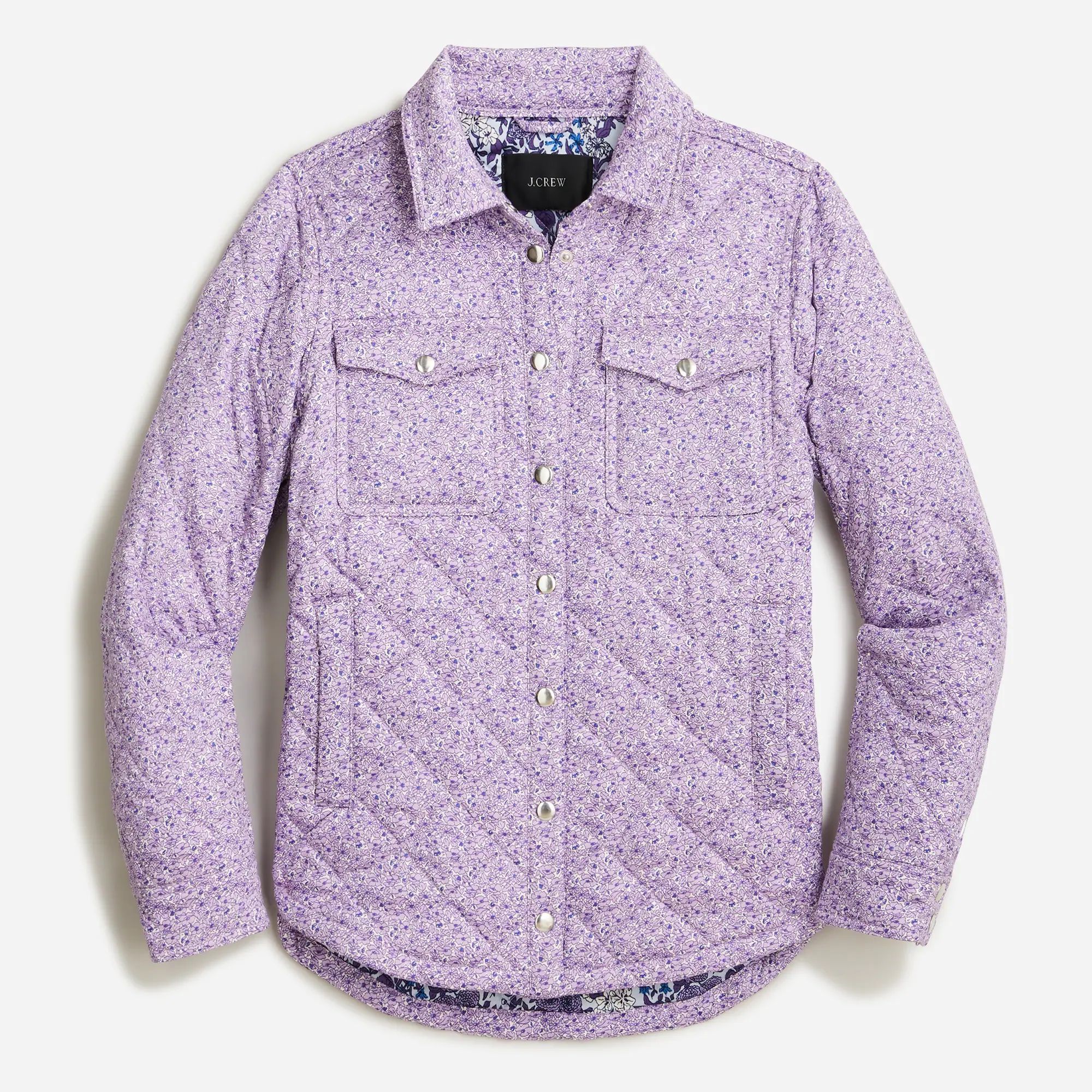 Quilted shirt-jacket in mixed floral | J.Crew US