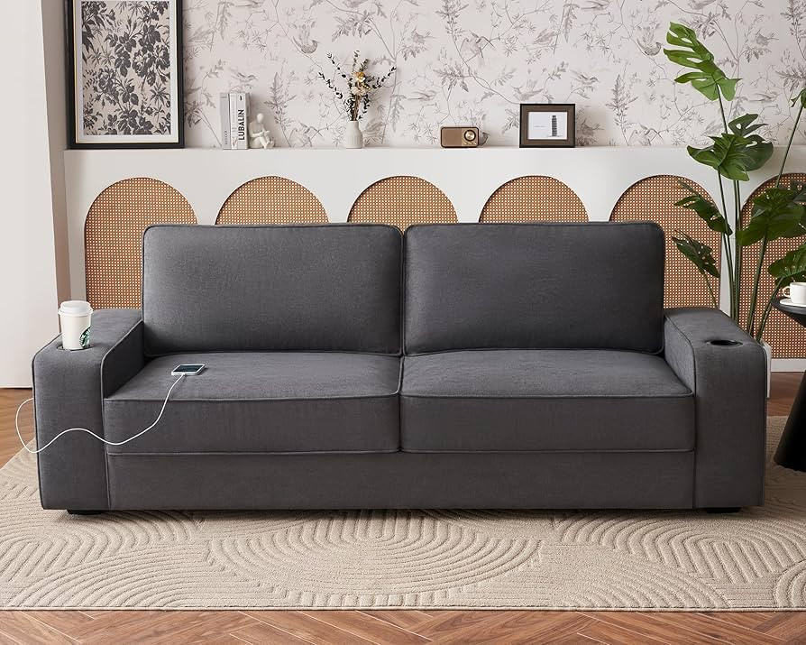 VanAcc Sofa, 89in Modern Couch with Cup Holders & USB Charging Ports, Deep Seat Sofa Couch- Comfy... | Amazon (US)