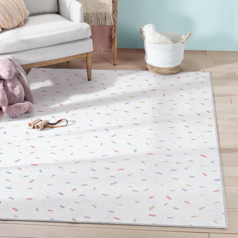 Well Woven Kids Rugs Sprinkles Modern Multi Color Printed Distressed Machine Washable Area Rug | Wayfair Professional