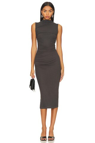 Enza Costa Silk Knit Sleeveless Twist Midi Dress in Dark Pewter from Revolve.com | Revolve Clothing (Global)