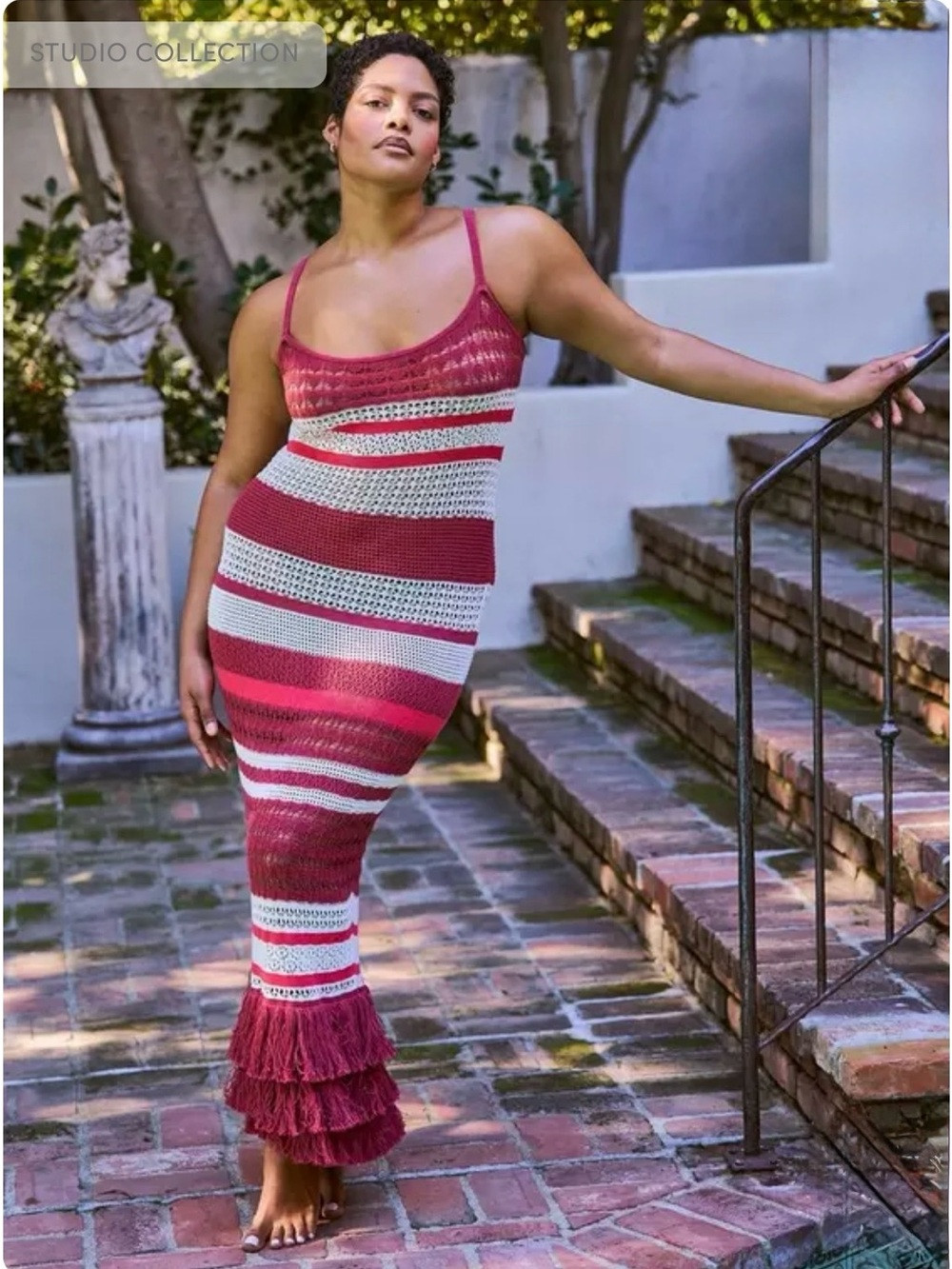 Torrid Studio Collection Red & White Striped Crochet Maxi Dress w/ Fringe Hem | Poshmark