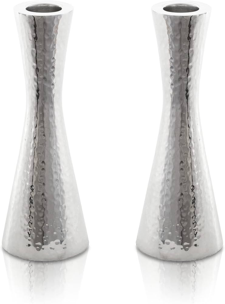Yair Emanuel Modern Hammered Pillar Candle Holders | Shabbat Candlestick Holders | Minimal Tapere... | Amazon (US)