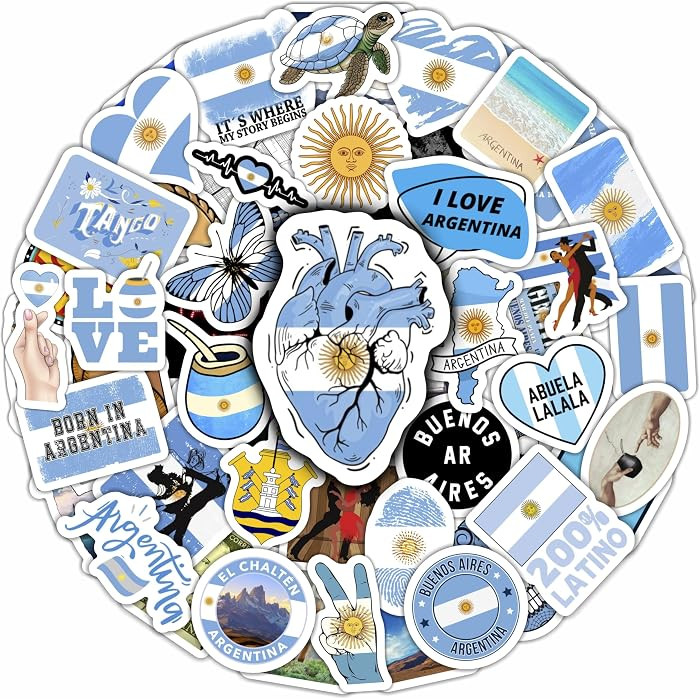 BulbaCraft Argentina Stickers for Water Bottle and Laptop - Argentina Party Supplies & Decoration... | Amazon (US)
