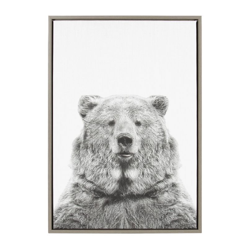 33" x 23" Sylvie Bear Animal Print And Portrait By Simon Te Tai Framed Wall Canvas - Kate & Laure... | Target