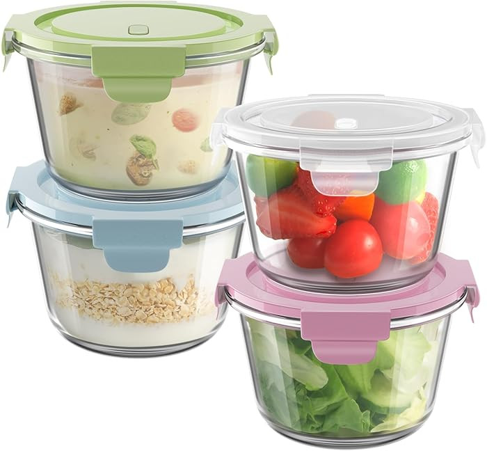 16oz Glass Meal Prep Containers, Airtight 2 Cup Glass Storage Containers with Lids, Heat-Resistan... | Amazon (US)