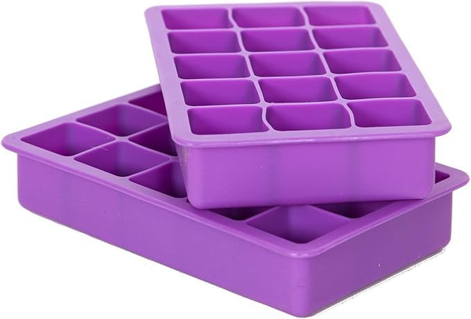 Ice Cube Mold Elbee Home 2 Pack Silicone Ice Cube Tray Flexible 15 Cube Purple Silicone Ice Cube ... | Amazon (US)