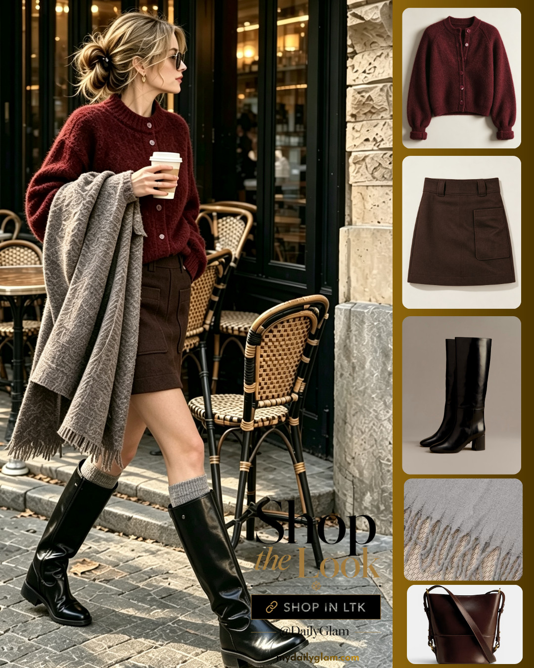 Burgundy Knit Cardigan Mini Skirt Fall Outfit | Cafe OOTD

#BurgundySweater #FallMiniSkirt #KneeHighBoots #CafeStyle #AutumnOOTD #CasualFall #KnittedCardigan 

 #LTKootd #LTKOver40 #LTKWorkwear