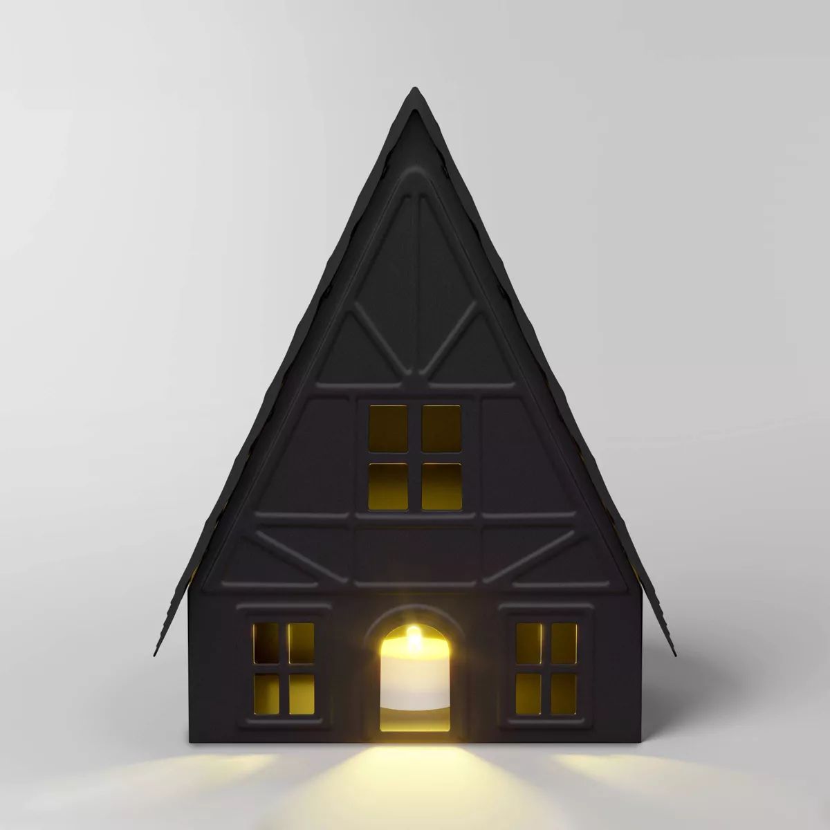9" Battery Operated LED Lit Metal A-Frame House Christmas Village Figurine - Wondershop™ Black | Target